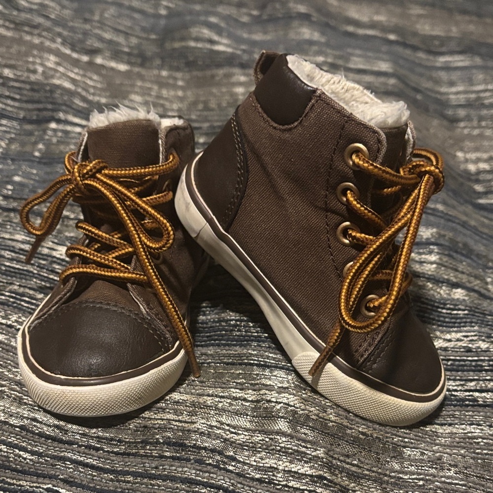 Gymboree Brown High-Top Sneakers with Gold Laces
